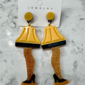 Gold and Black Lamp Leg Earrings Christmas Story